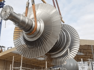 Turbine Shaft being lifted out of casing Turbine Shaft being lifted out of casing